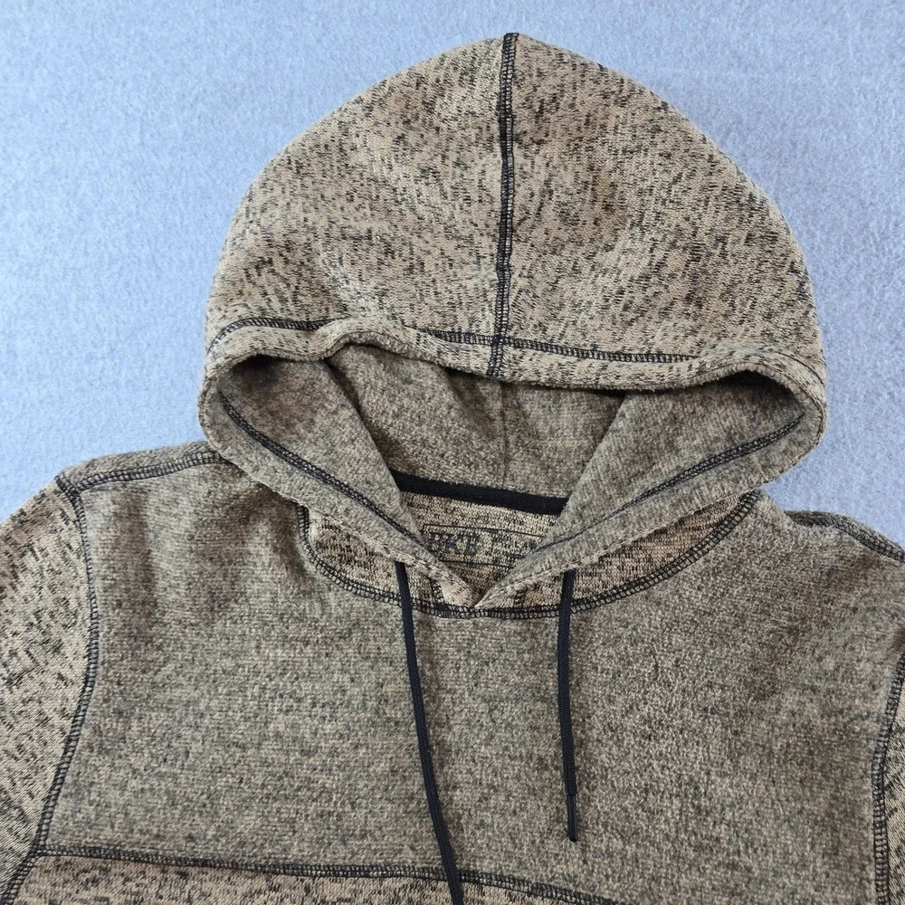 BKE‎ Hoodie Mens M Beige Pullover Hooded Pockets Tagless Fleece Striped